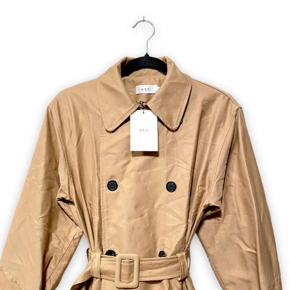 NWT A.L.C. Belted Trench Longline Coat in Camel Tan Size 2 - Picture 5 of 12